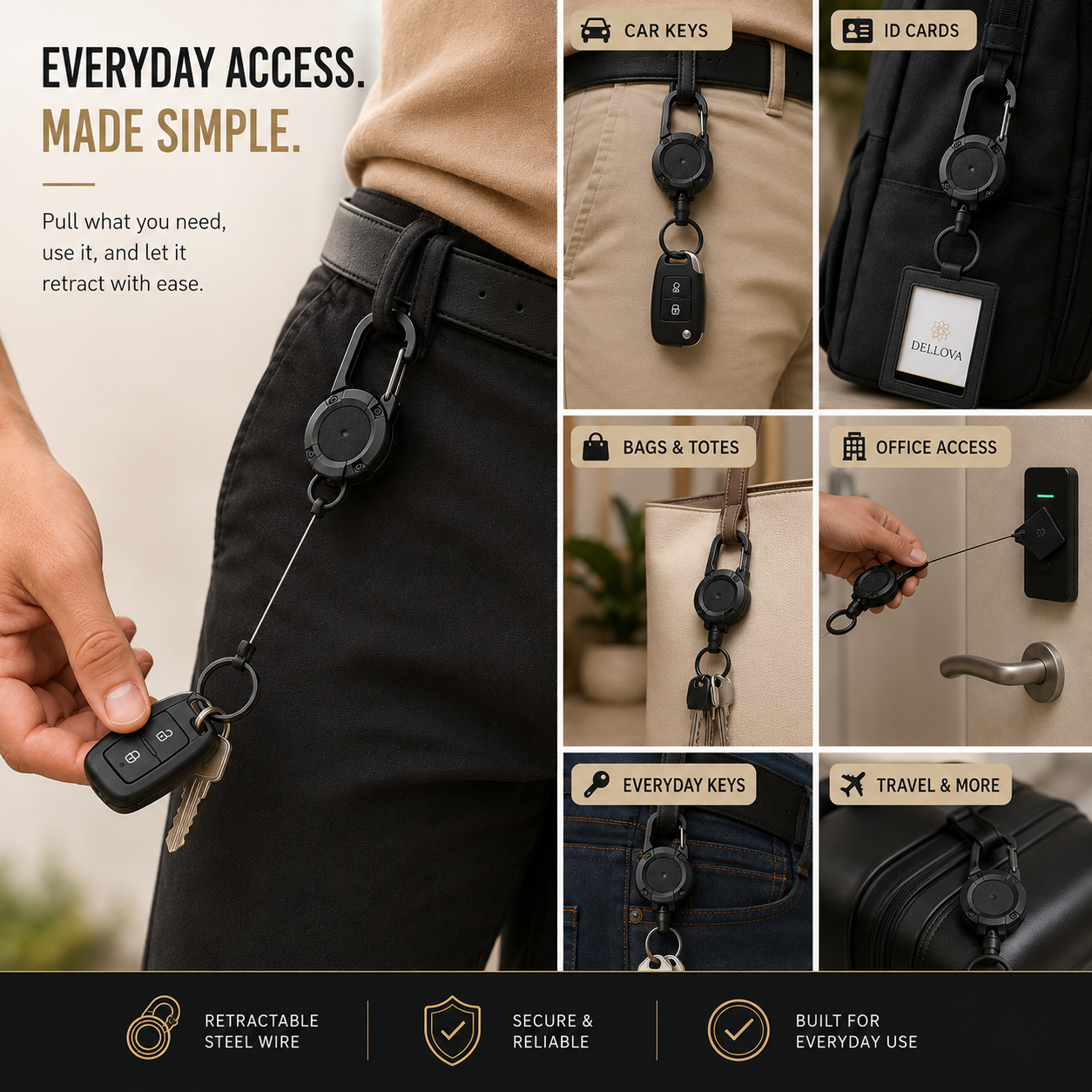 TUKRO™ | Retractable Steel Keychain