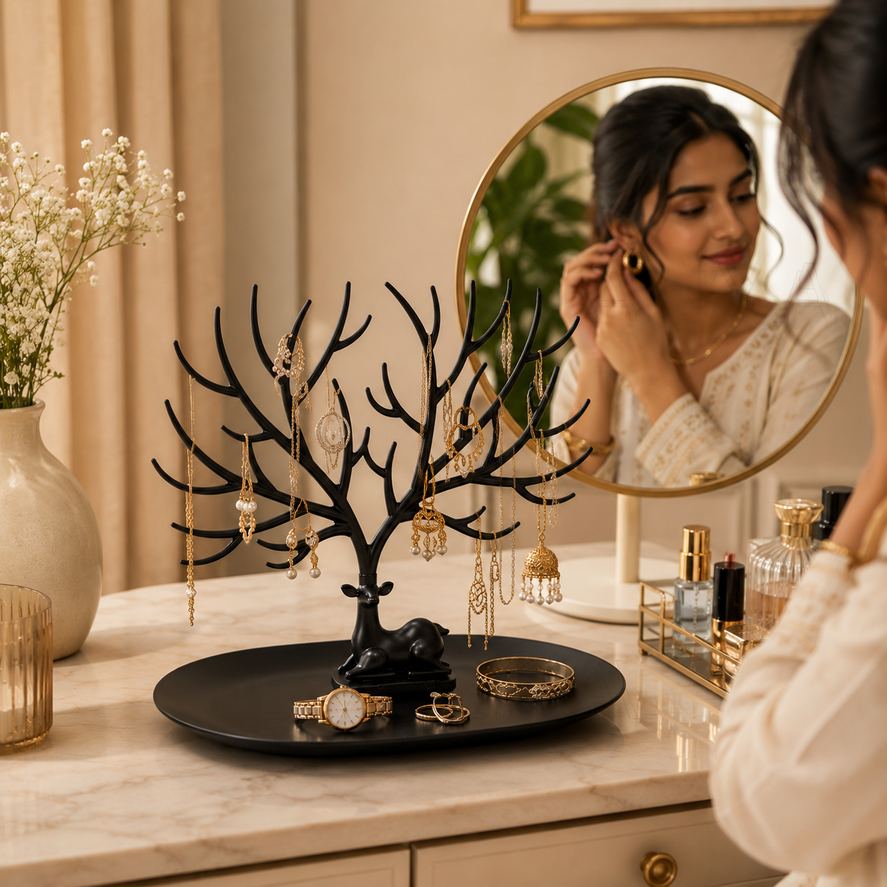 Deora™ | Elegant Deer Jewelry Organizer & Vanity Tray