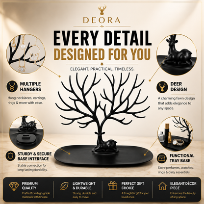 Deora™ | Elegant Deer Jewelry Organizer & Vanity Tray