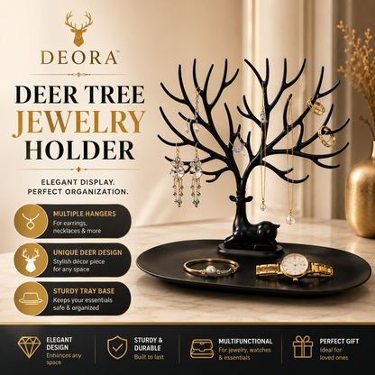 Deora™ | Elegant Deer Jewelry Organizer & Vanity Tray