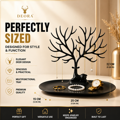 Deora™ | Elegant Deer Jewelry Organizer & Vanity Tray
