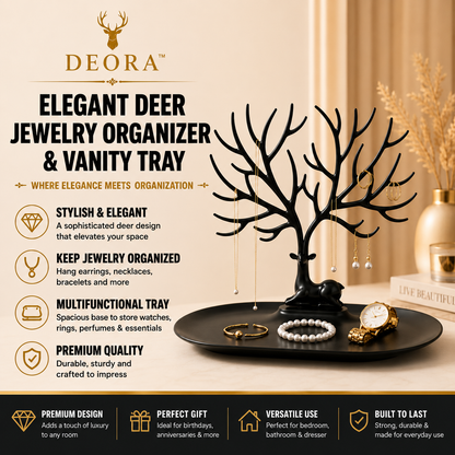 Deora™ | Elegant Deer Jewelry Organizer & Vanity Tray