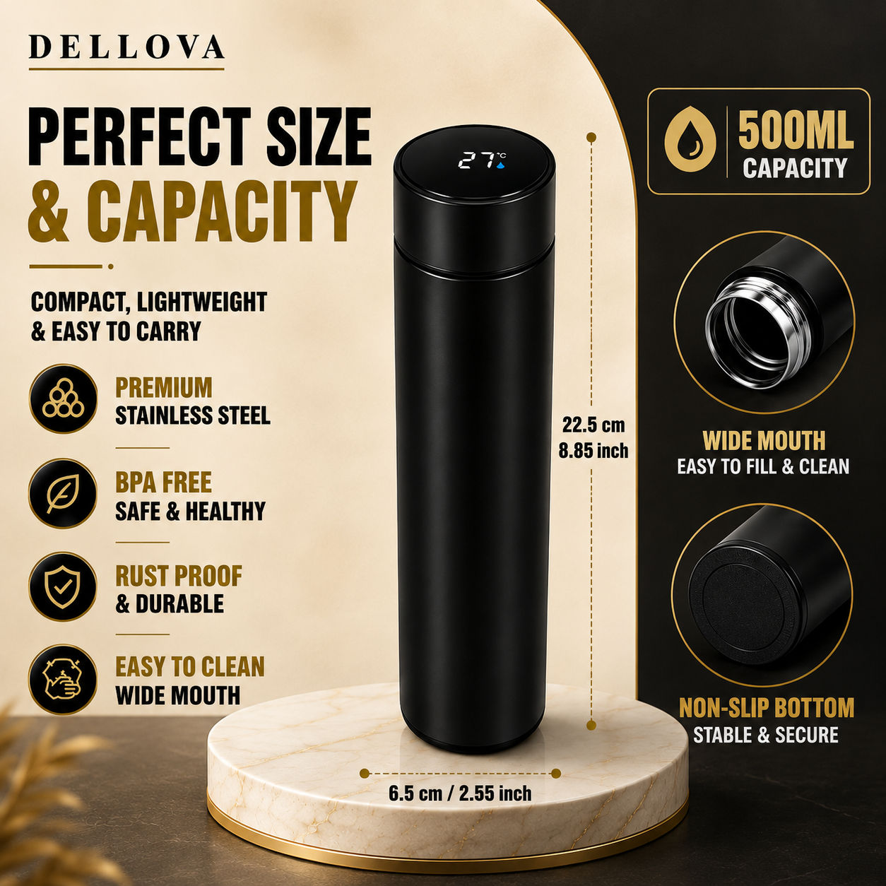 Thermora™ | Smart Temperature Display Vacuum Bottle