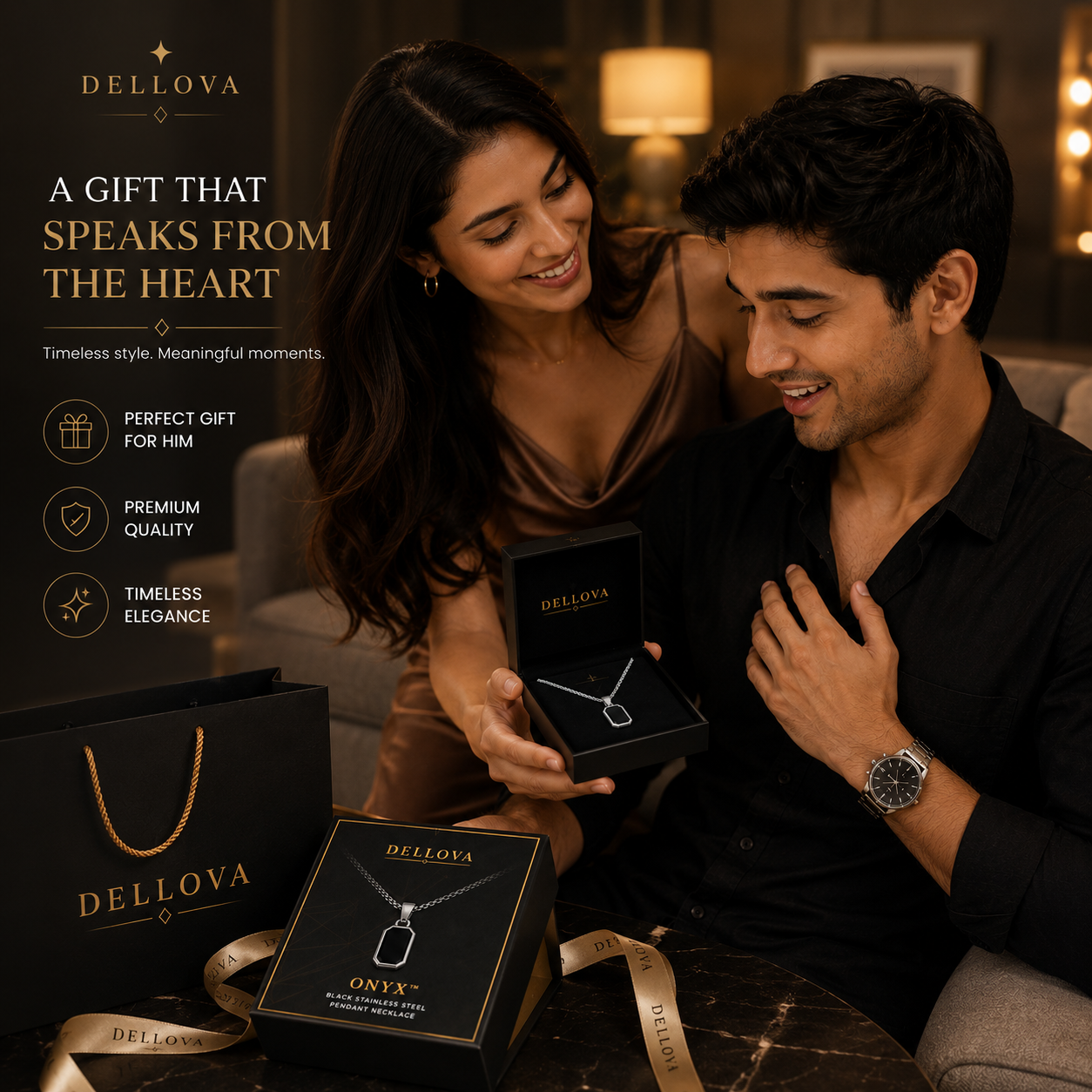 Onyx™ | Black Stainless Steel Pendant Necklace