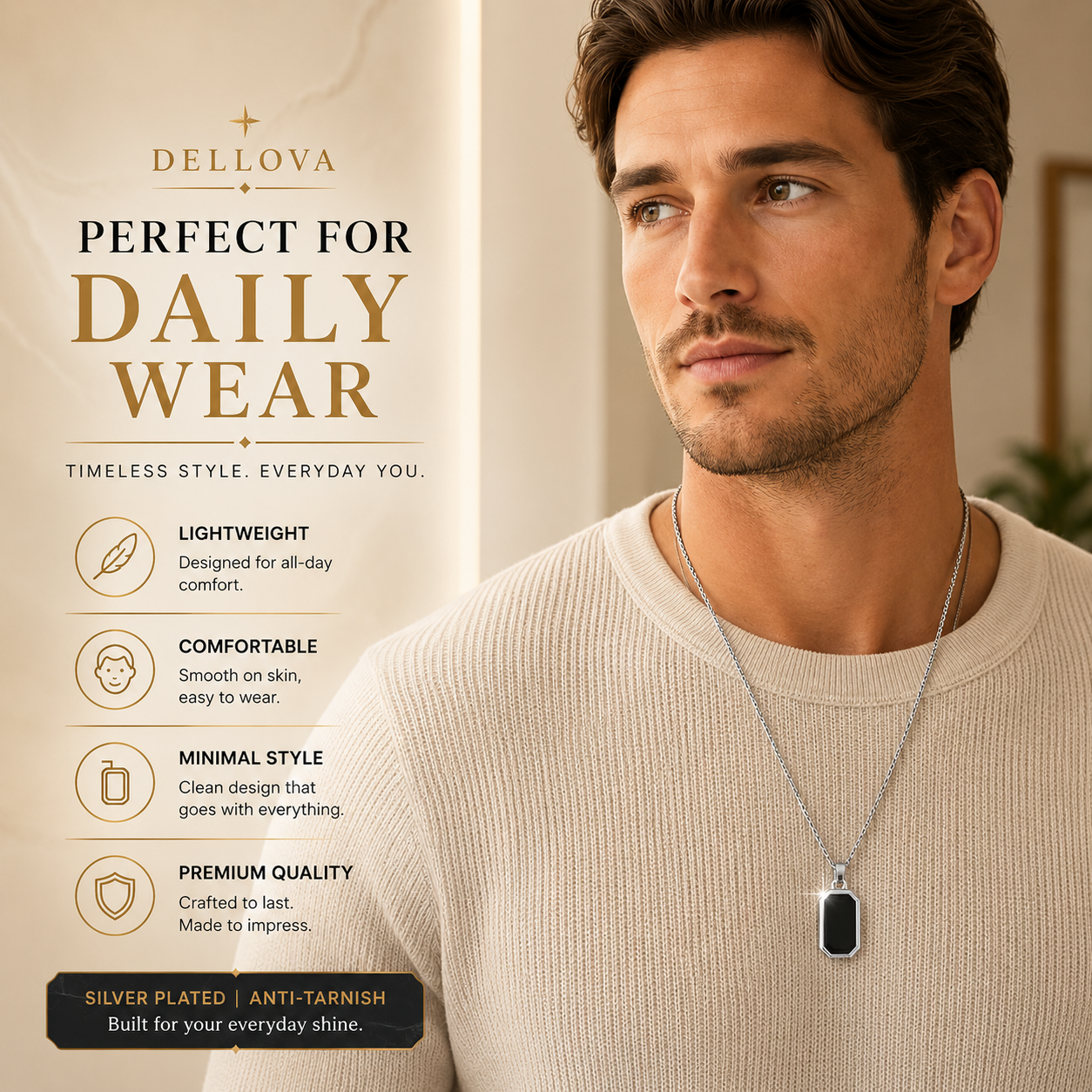 Onyx™ | Black Stainless Steel Pendant Necklace