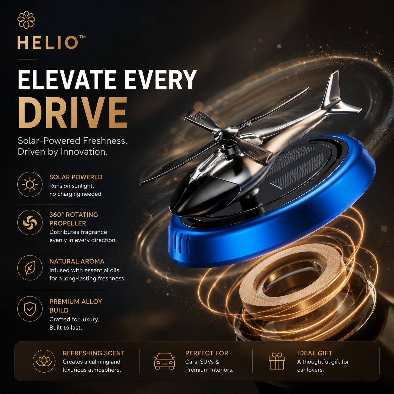 HELIO™ | Luxury Solar Dashboard Aroma Diffuser