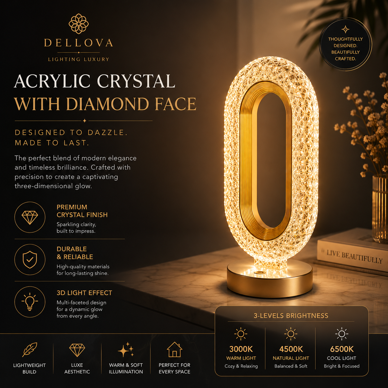 HALO™ | Crystal Ambient Table Lamp