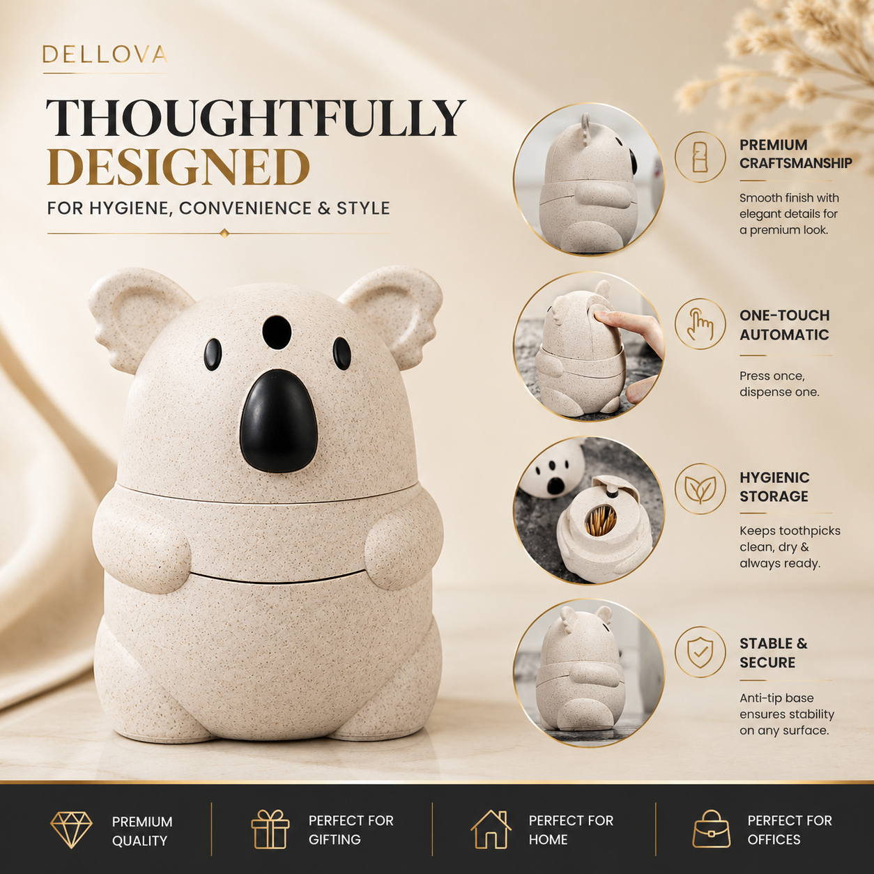 MOKU™ | One-Touch Automatic Toothpick Dispenser