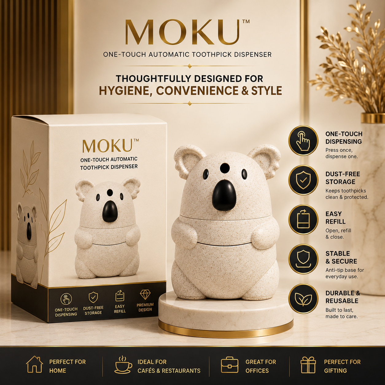MOKU™ | One-Touch Automatic Toothpick Dispenser