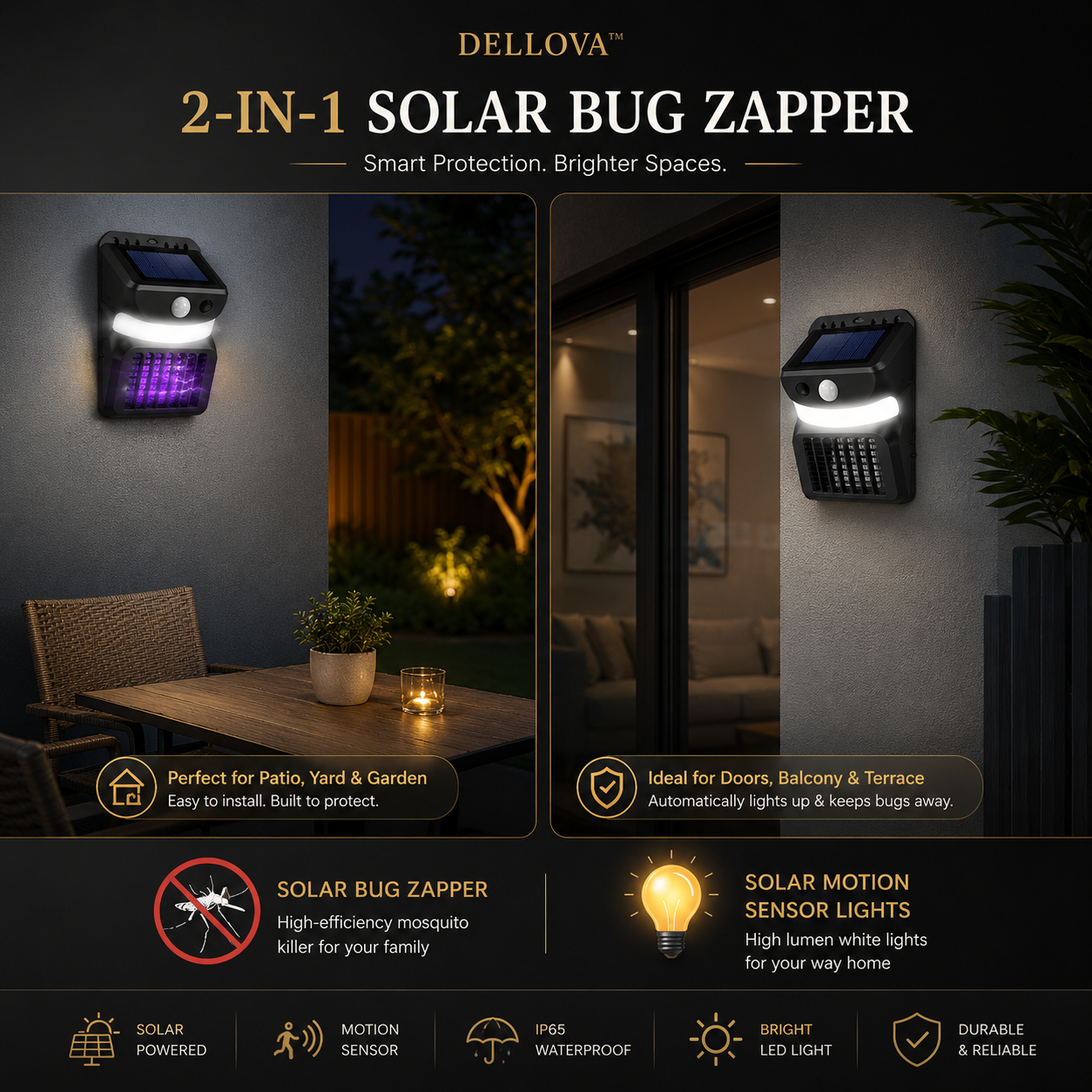 VIGLO™ | Solar Motion Sensor Mosquito Killer Wall Light