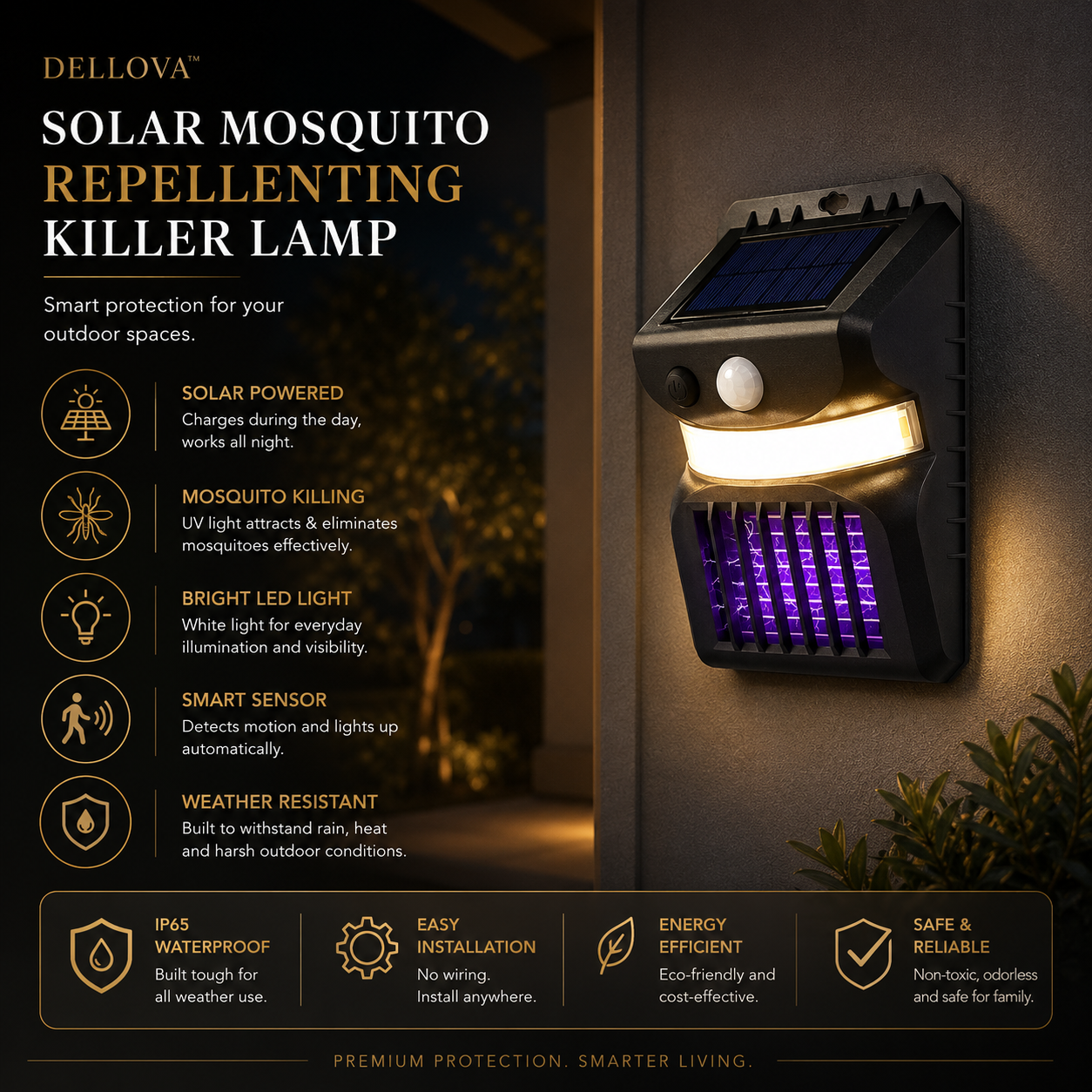 VIGLO™ | Solar Motion Sensor Mosquito Killer Wall Light