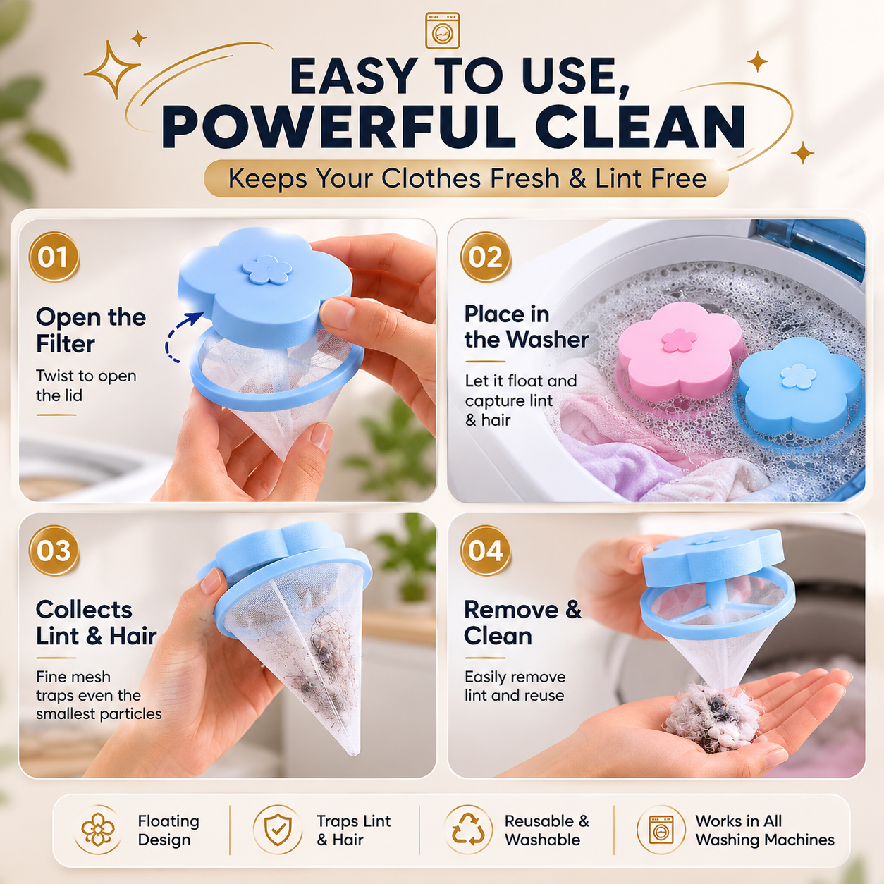 Linto™ | Floating Lint & Hair Catcher