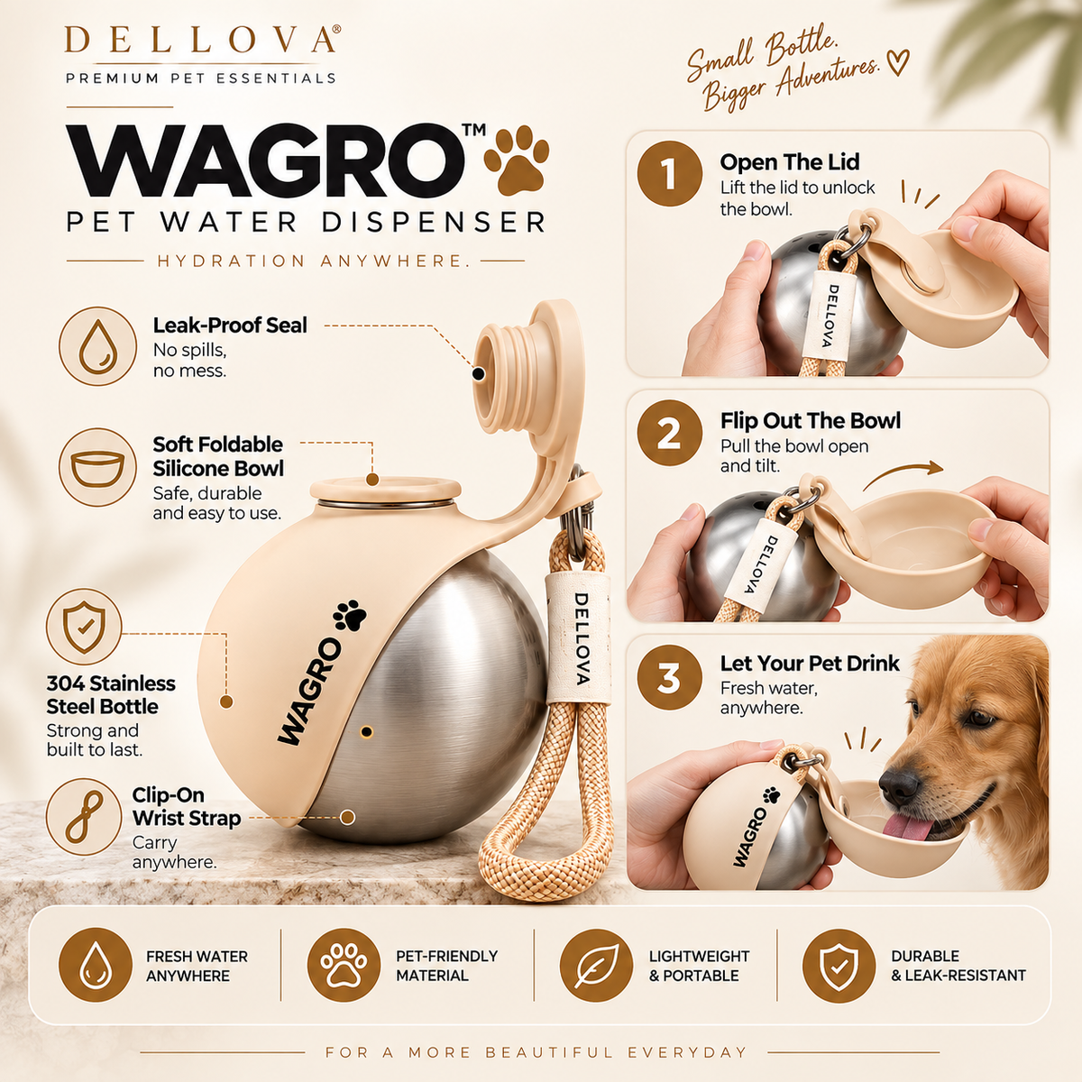 WAGRO™ | Premium Foldable Pet Travel Bottle