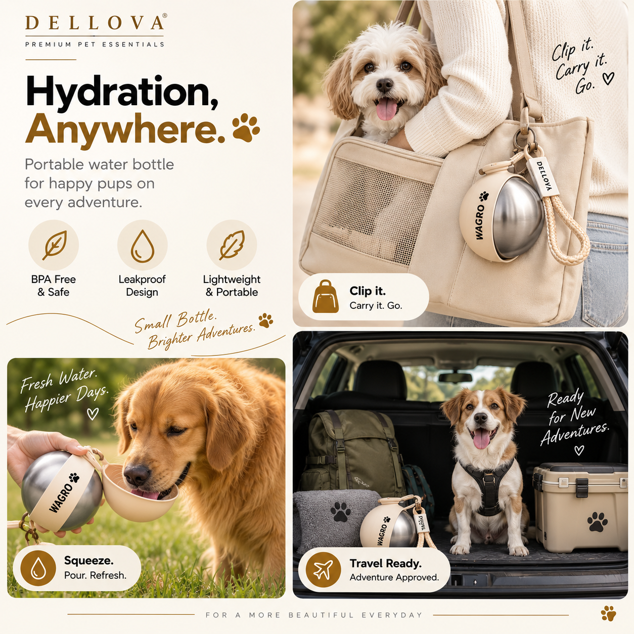 WAGRO™ | Premium Foldable Pet Travel Bottle