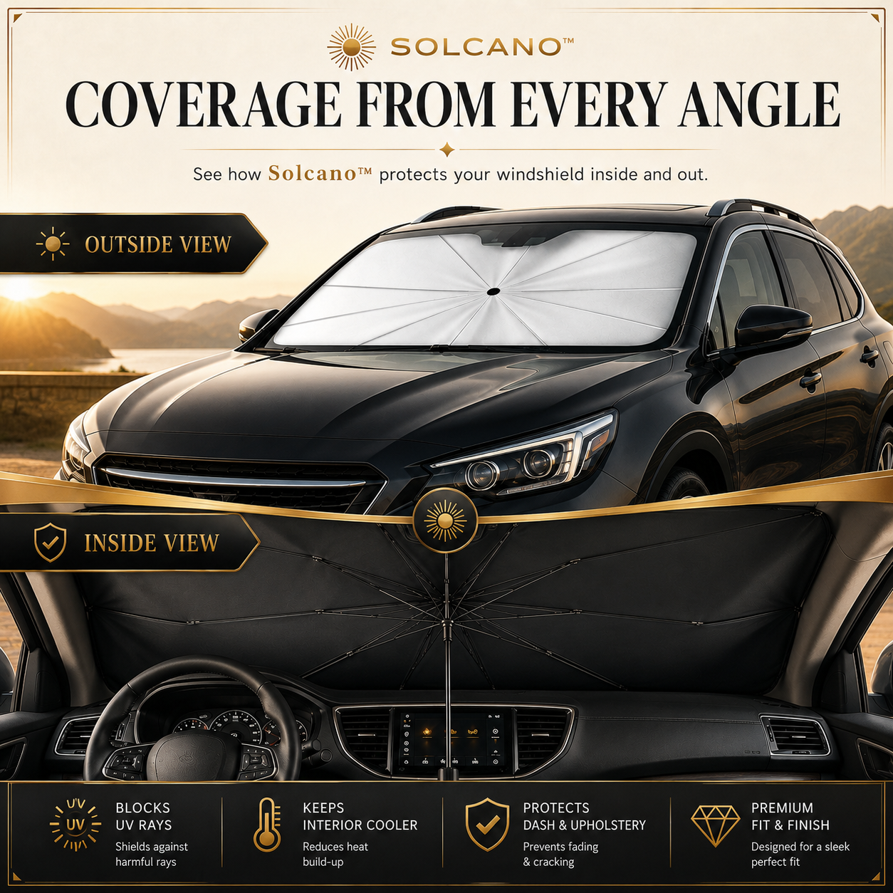 SOLCANO™ | Premium Windshield Sunshade Umbrella
