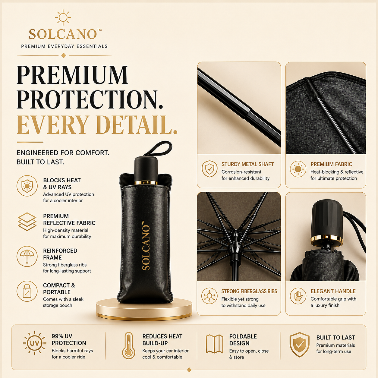 SOLCANO™ | Premium Windshield Sunshade Umbrella