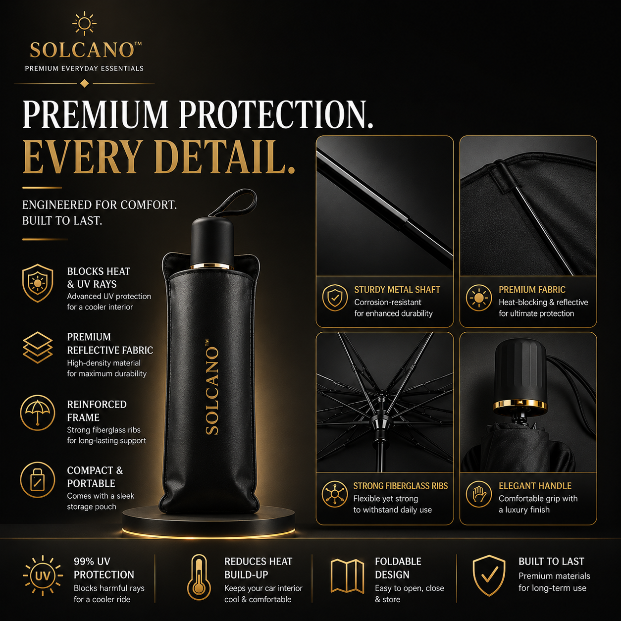 SOLCANO™ | Premium Windshield Sunshade Umbrella