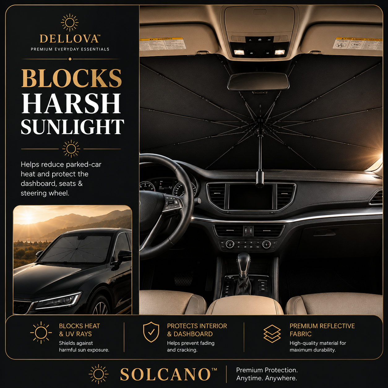 SOLCANO™ | Premium Windshield Sunshade Umbrella
